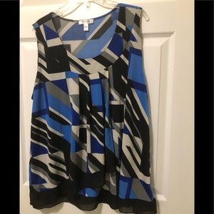 Blue, black and gray sleeveless top